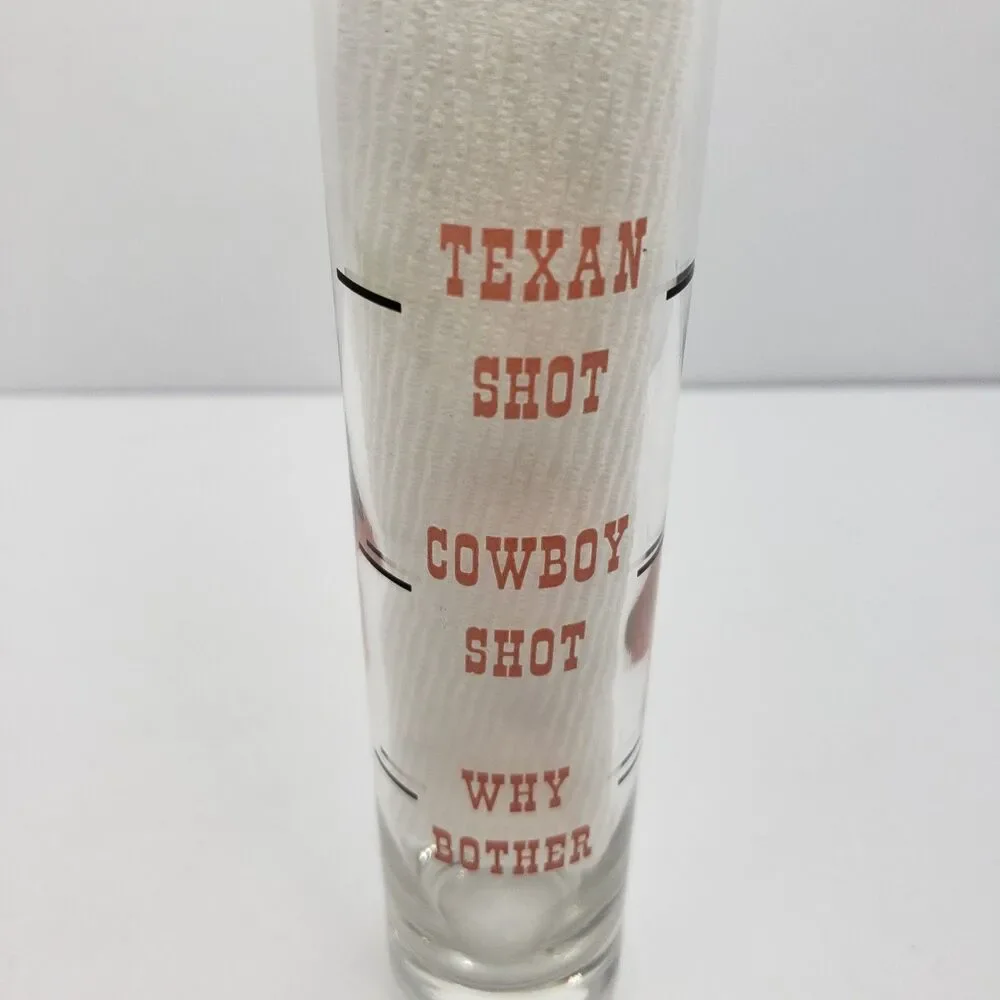 Vintage Texas Size Shot Glass Texan Cowboy Shooter Attitude Adjuster Tall